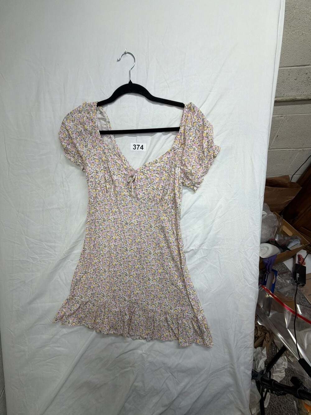 Wild Fable Womens Floral Puff Sleeve Tie Front Mini Dress Size S